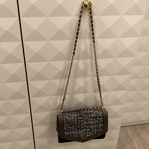 Sam Edelman shoulder bag AND cross body with gold hardware velvet tweed beaded - Picture 3 of 12